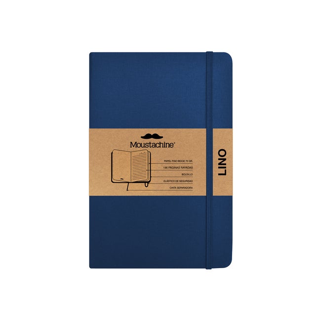 Item #280124 Moustachine Classic Linen Pocket Dark Blue Ruled Hardcover