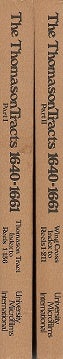 Item #192254 The Thomason Tracts 1640-1661: An Index To The Microfilm Edition Of The Thomason Collection Of The British Library, In 2 Volumes + 1980 Update Pamphlet.